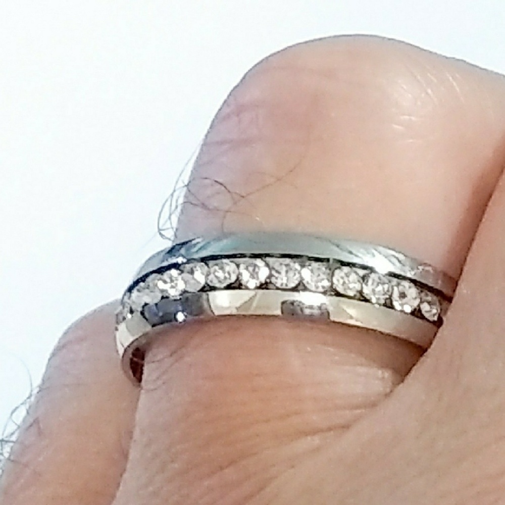2 DAY SHIP Stainless Steel Diamond Style Ring